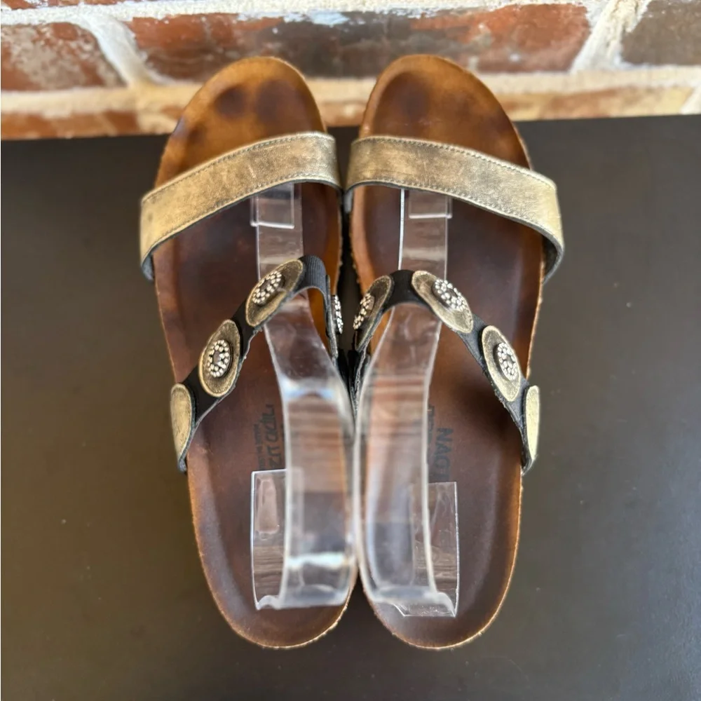 Naot Marissa Wedge Comfort Sandals Burnished Metallic Medallions Size EU 41